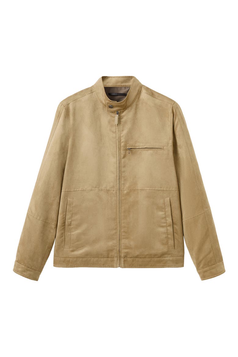 Faux Suede Biker Jacket, Alternate, color, BEIGE