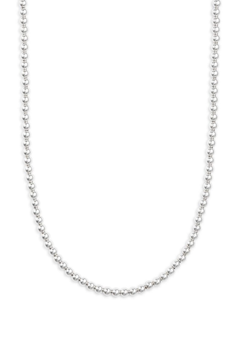 Men's Spiritual Beads Metal Bead Necklace, 4mm, Main, color, SILVER