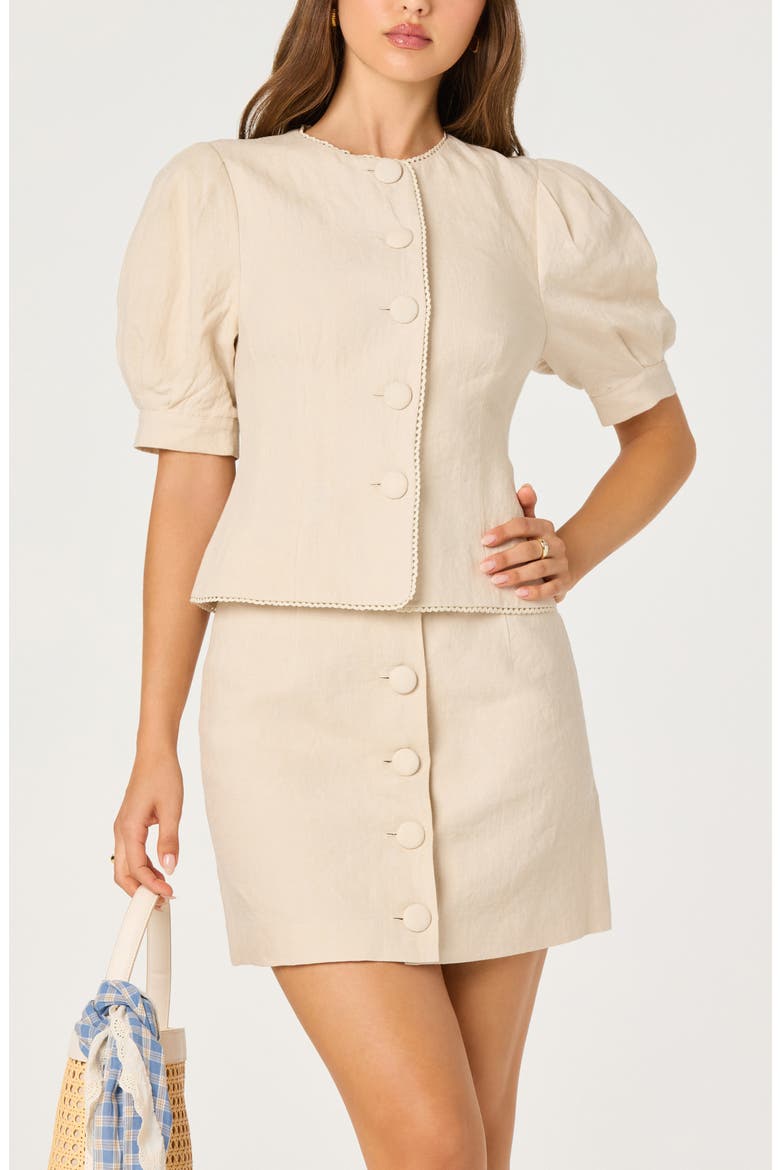 Cailey Button-Up Skirt, Alternate, color, NATURAL