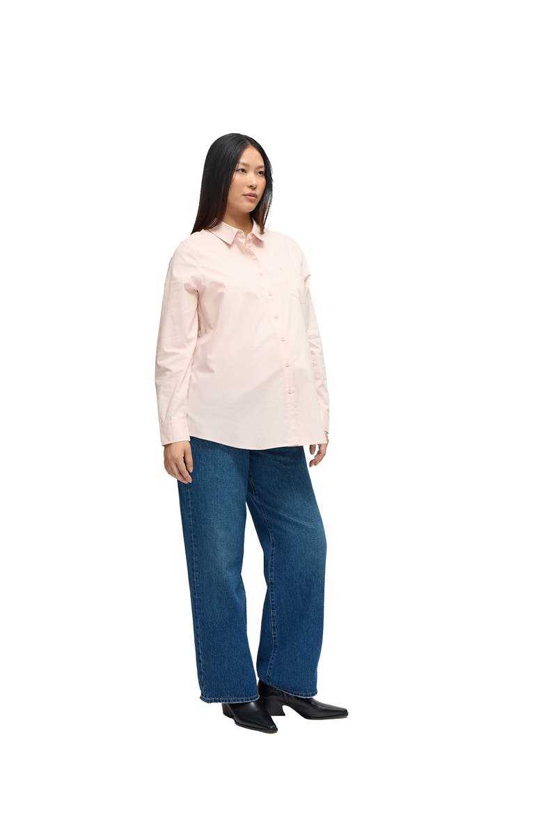 Long Sleeve Poplin Maternity Nursing Button-Down Shirt, Alternate, color, Pink