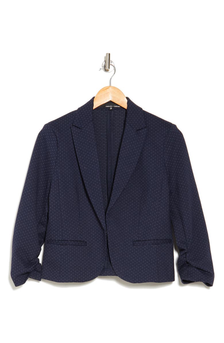 Amanda & Chelsea AMANDA AND CHELSEA Ponte Scrunch Jacket, Alternate, color, Navy / White
