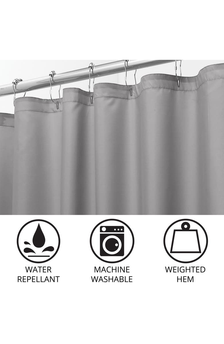 iDesign Solid Polyester Shower Curtain - 72" x 72" - Set of 2 - Gray, Alternate, color, Gray