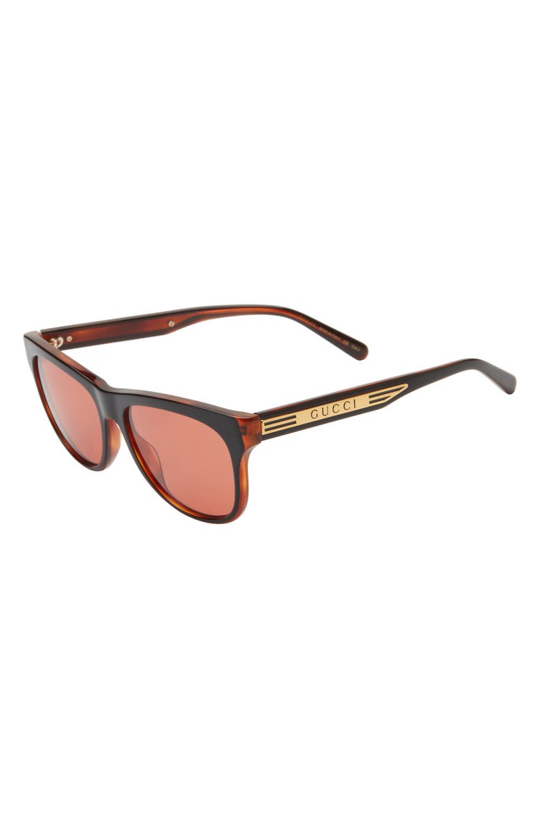 Gucci 55mm Square Sunglasses, Alternate, color, Black Black Orange