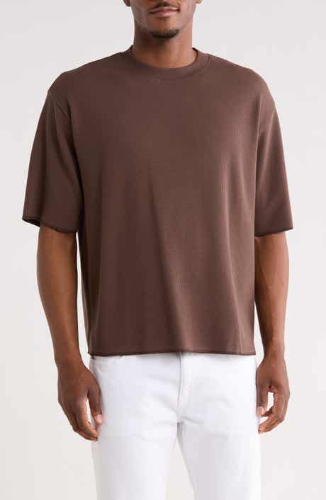 Boxy Short Sleeve Waffle Knit T-Shirt