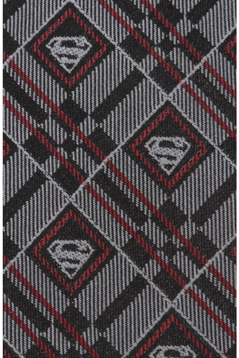 DC Comics Superman Geometric Gray Silk Tie, Alternate, color, SILVER