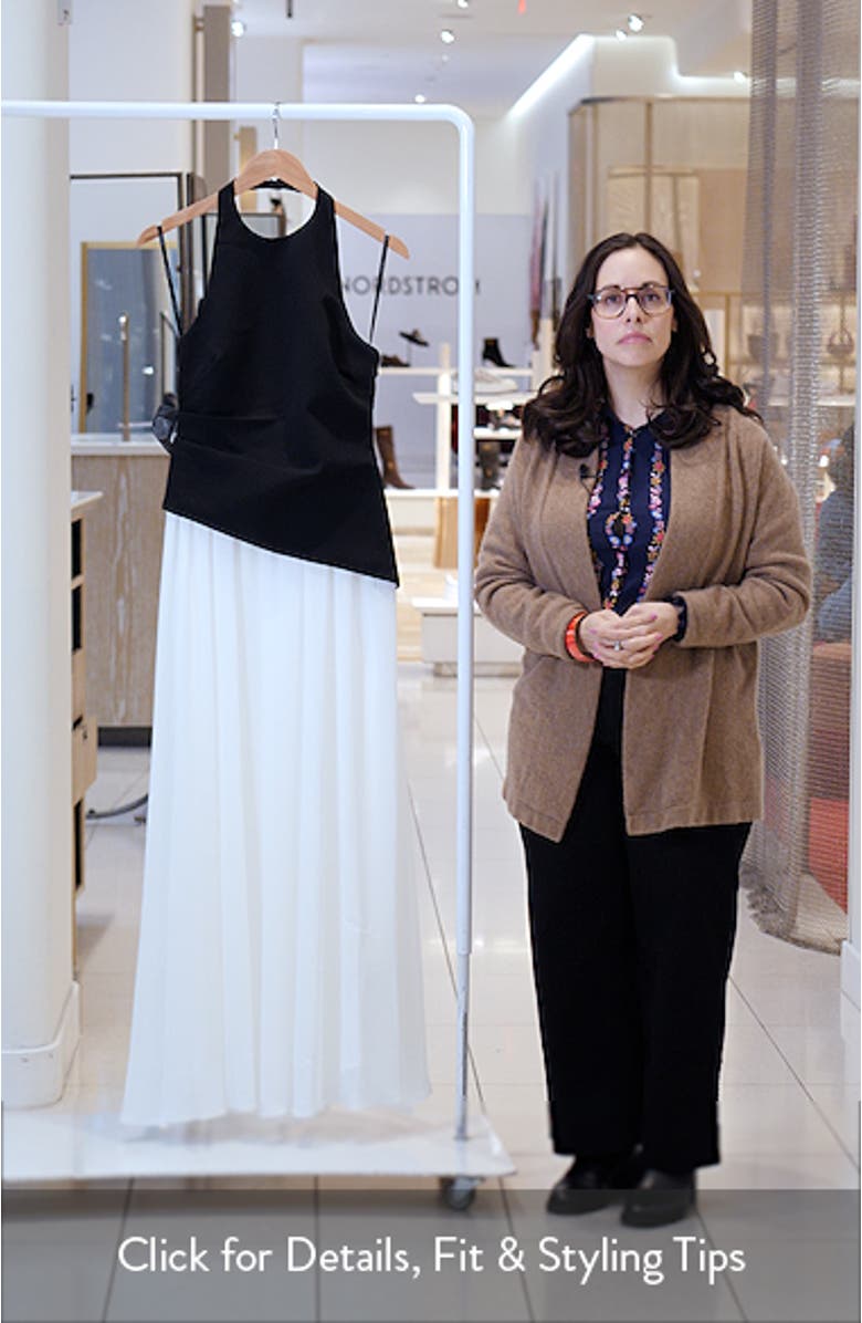 Elise Halter Neck Mixed Media Dress, sales video thumbnail