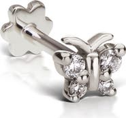MARIA TASH Diamond Butterfly Threaded Stud Earring