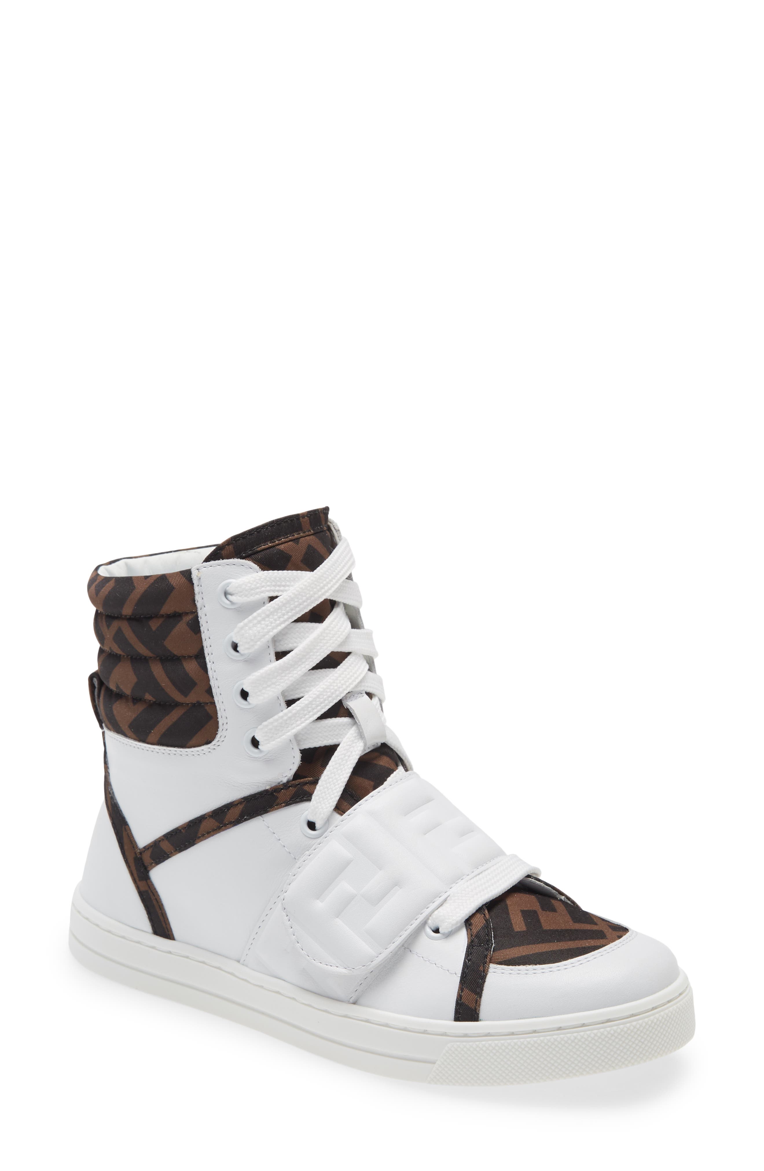 Fendi FF Logo High Top Sneaker, Main, color, 