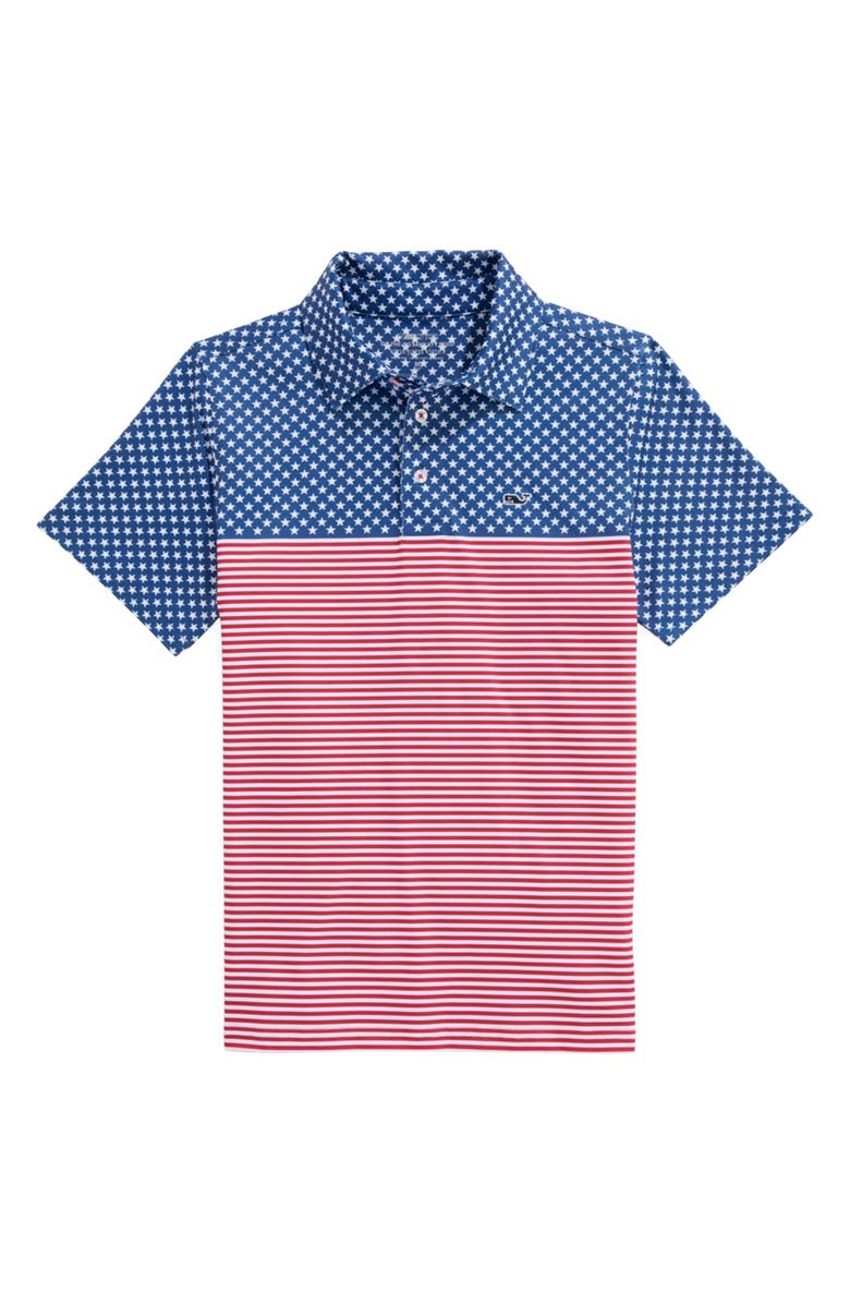 vineyard vines Kids' Americana Stripe Sankaty Performance Polo, Main, color,