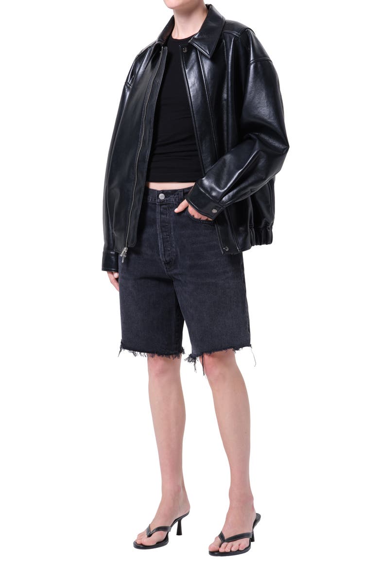 AGOLDE Aston Recycled Leather Bomber Jacket, Alternate, color, Detox Black