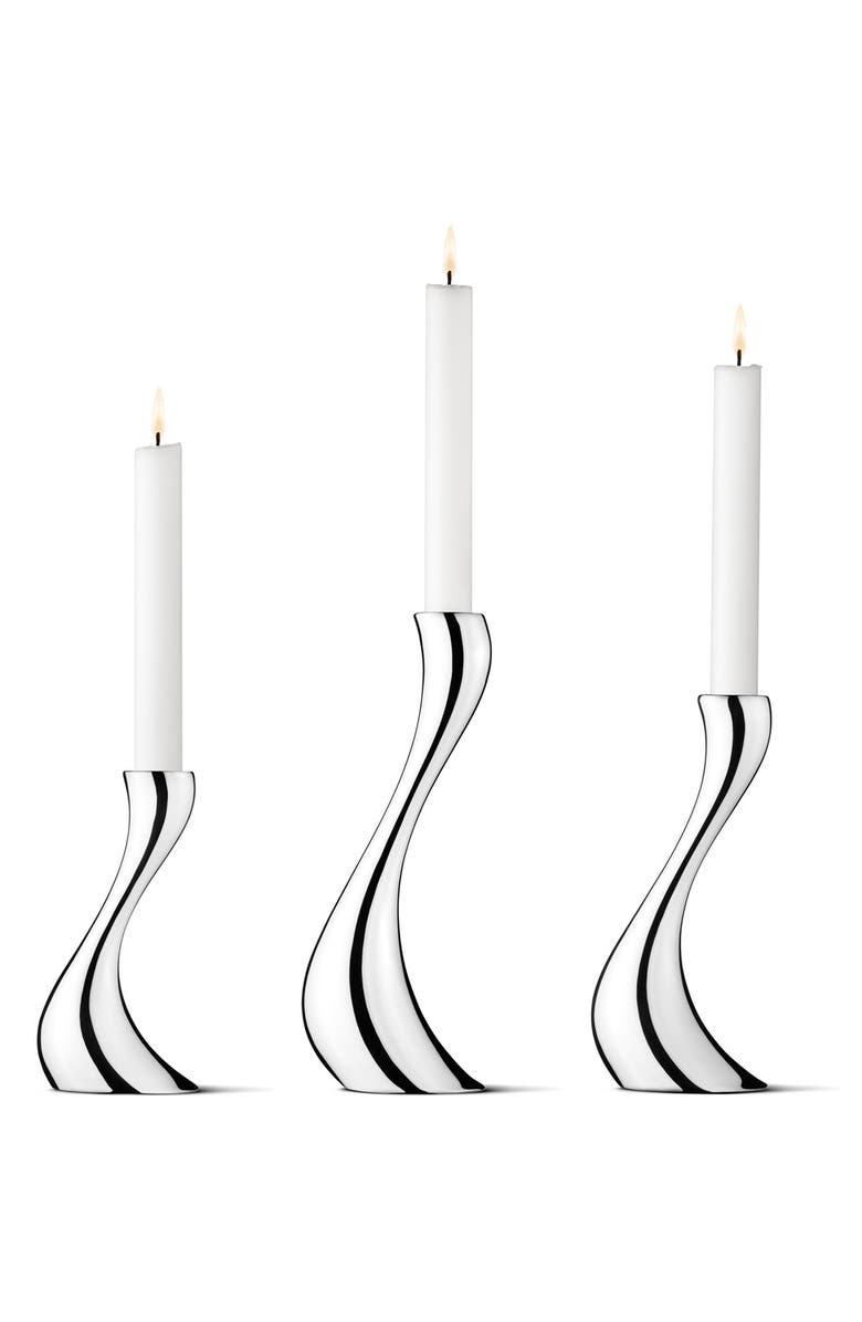 Georg Jensen Cobra Set of 3 Candleholders, Main, color, 