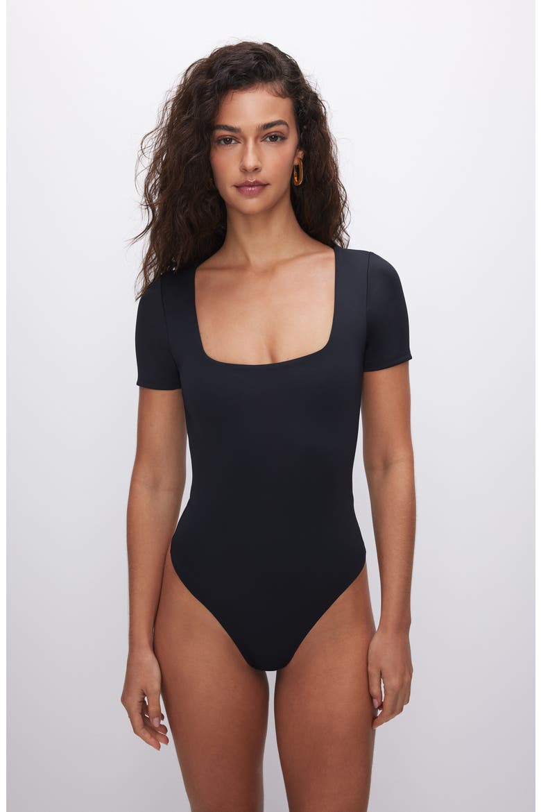 Modern Scuba Short Sleeve Bodysuit, Alternate, color, BLACK001
