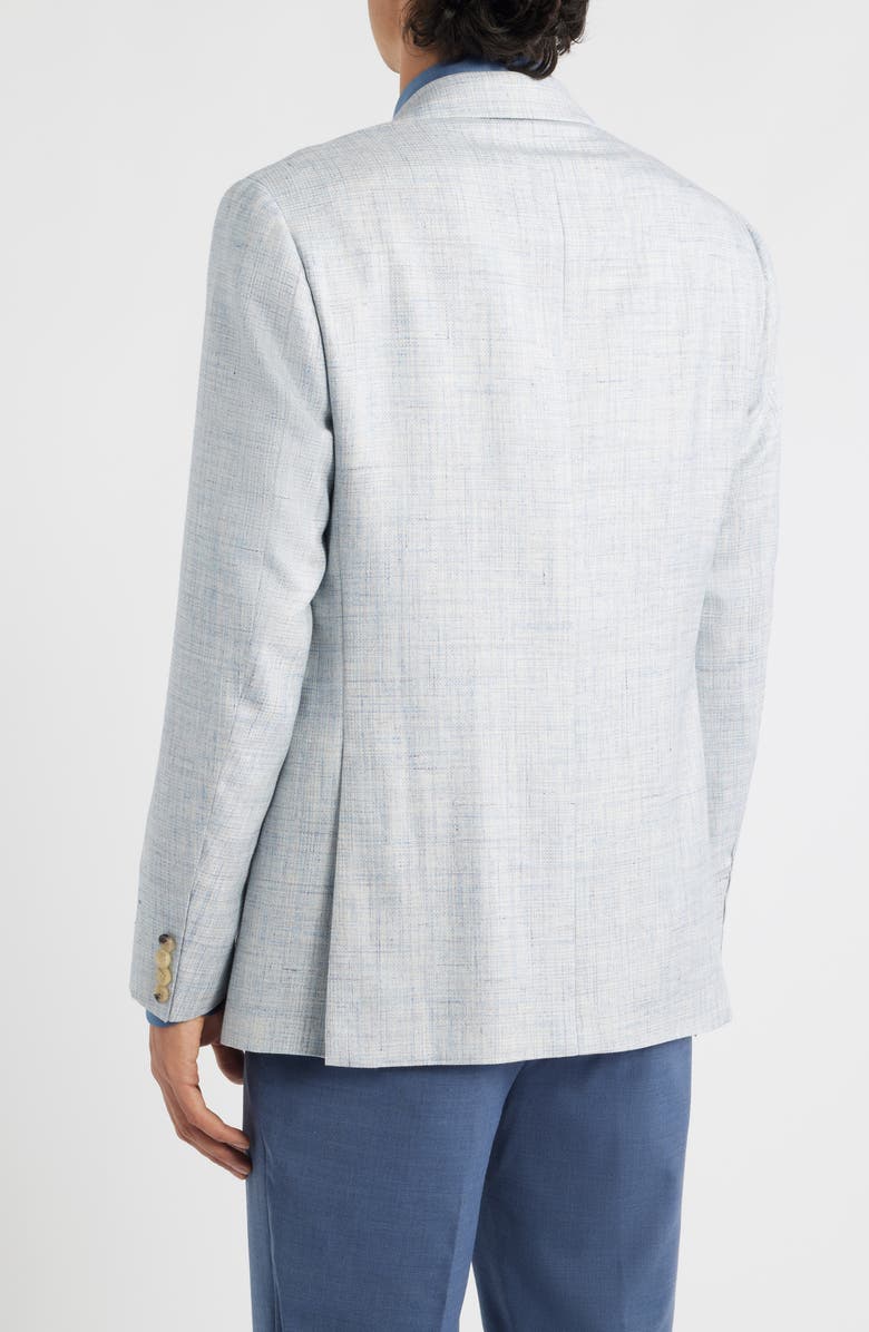 Canali Kei Trim Fit Light Blue Mélange Wool & Silk Blend Sport Coat, Alternate, color, Light Blue