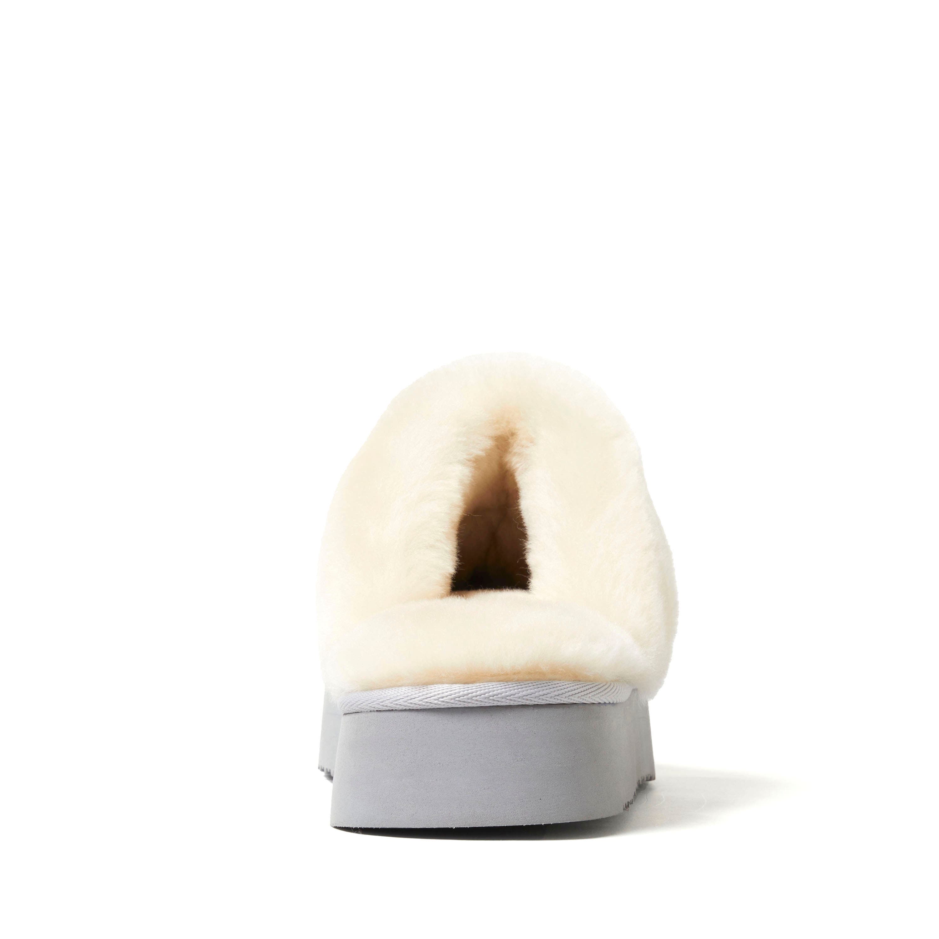 Fireside Melton Genuine Shearling Platform Scuff Slipper, Alternate, color, Sleet