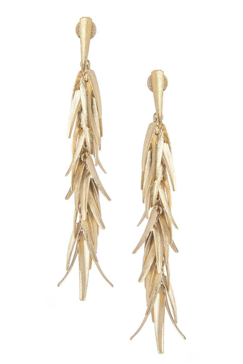 18K Gold Plated Textured Drop Earrings, Main, color, 18K GOLD CLAD
