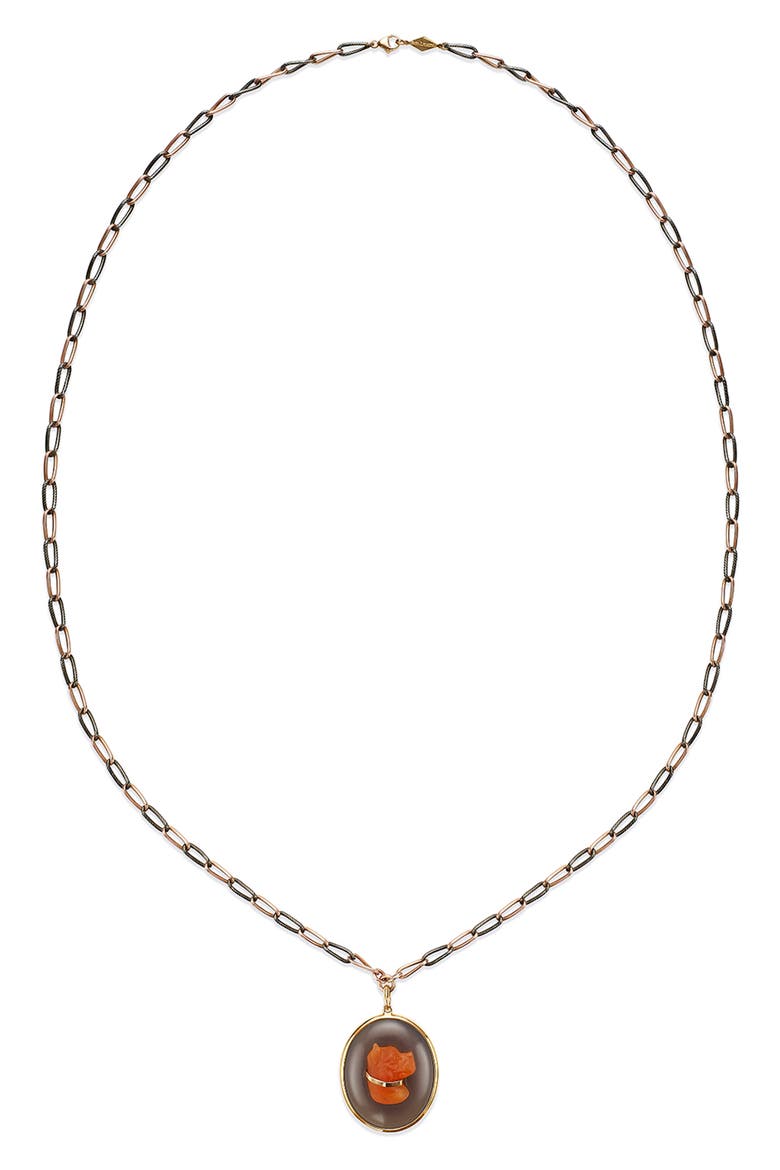 Dog Cameo Pendant Necklace, Alternate, color, GOLD/ BROWN/ ORANGE