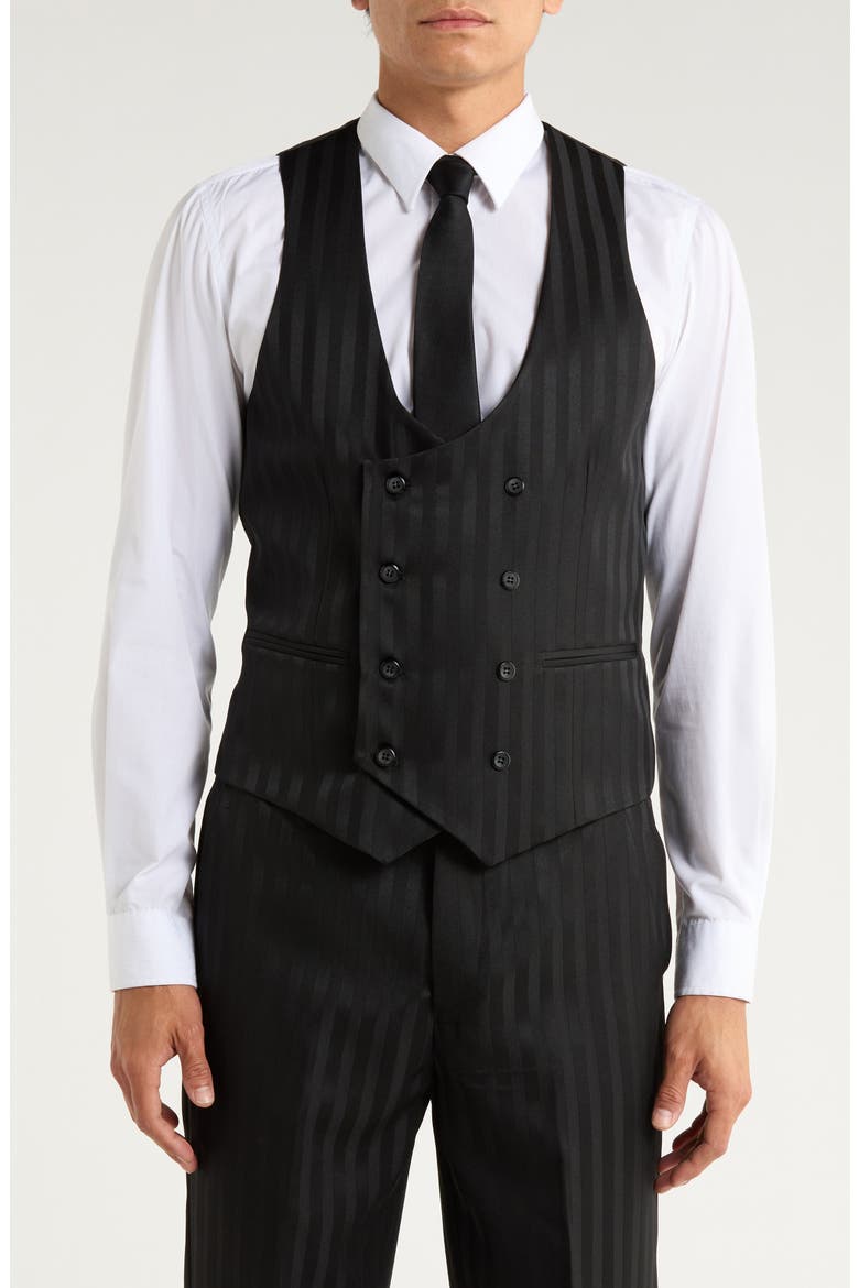 Stripe 3-Piece Suit, Alternate, color, BLACK