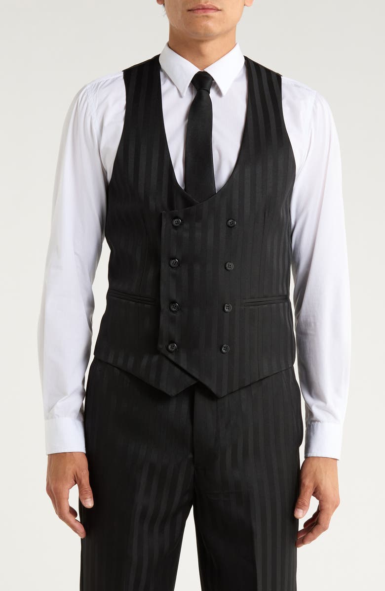 ZEGARIE Stripe 3-Piece Suit, Alternate, color, Black