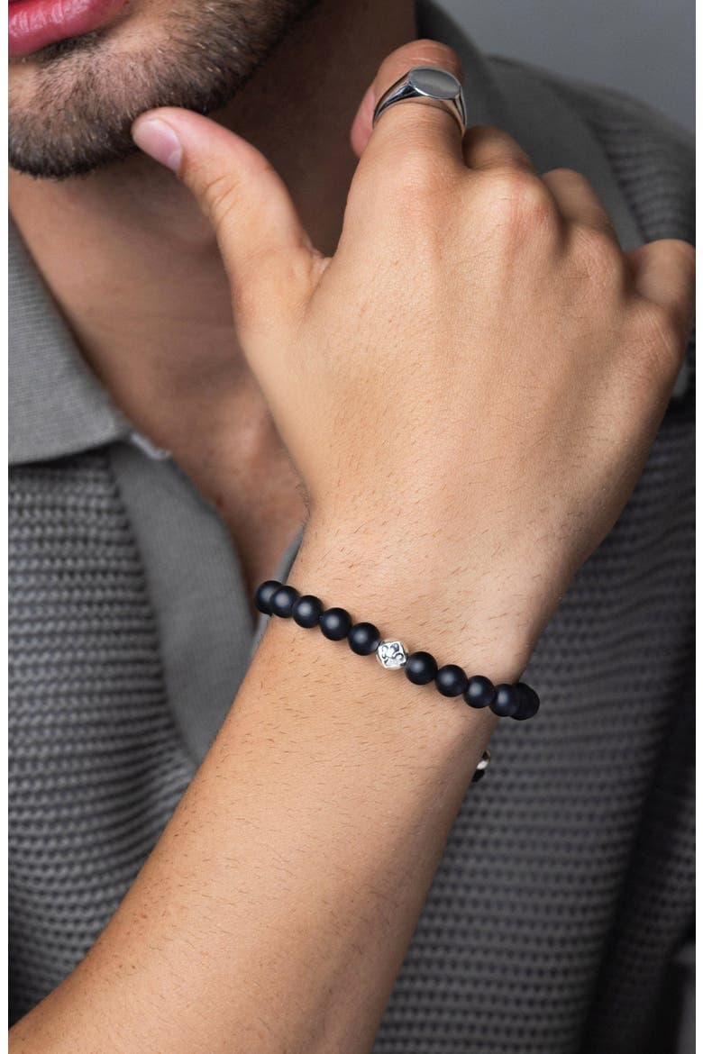 Onyx Sterling Silver Beaded Bracelet, Alternate, color, Matte Black Onyx