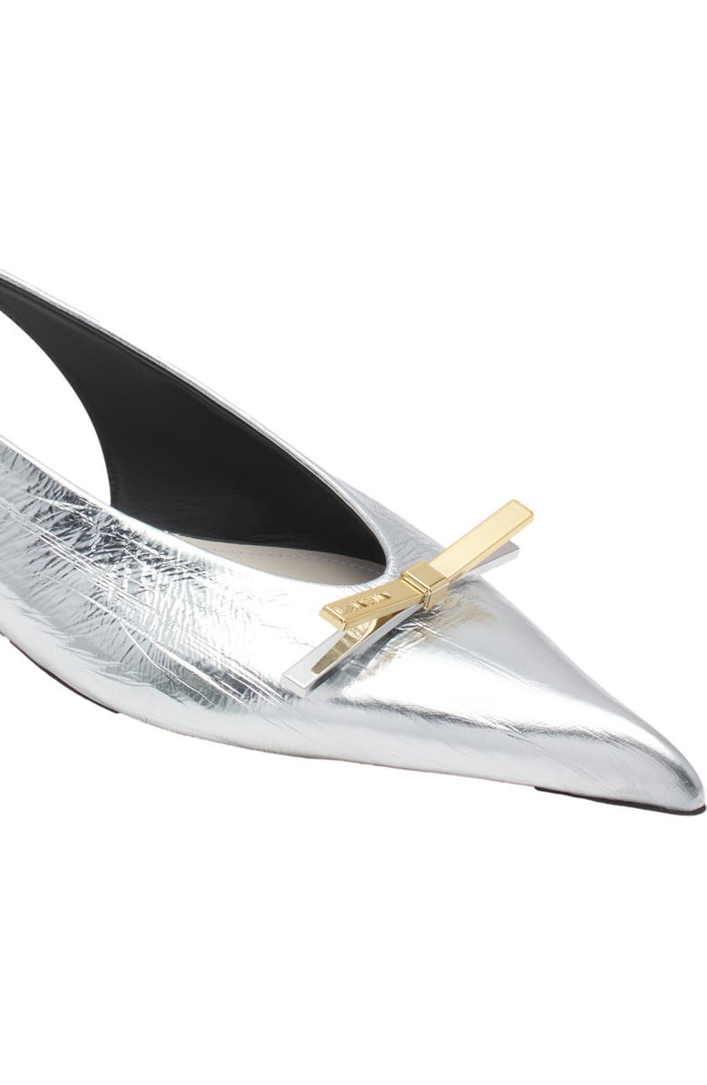 Lanvin BOW SLINGBACK IN METALLIC LEATHER, Alternate, color,