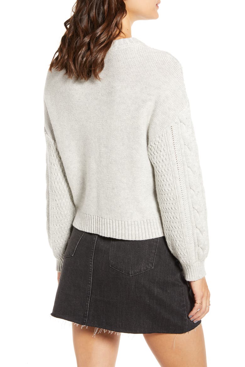 x Claudia Sulewski Cable Sweater, Alternate, color, GREY QUIET HEATHER