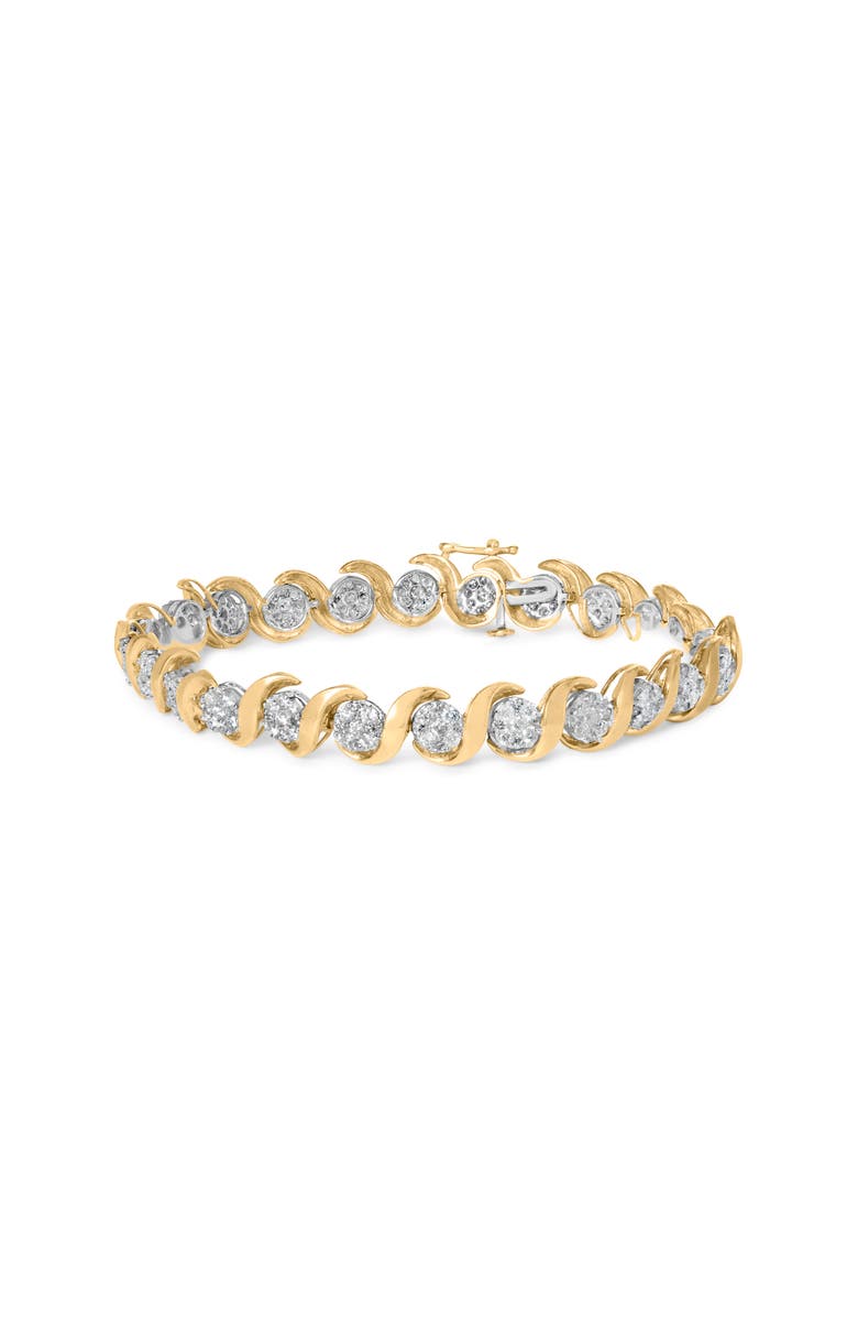 Haus of Brilliance 10K Yellow Gold 4.00 Cttw Round-Cut Diamond Floral Link 7.5" Bracelet, Main, color, Yellow