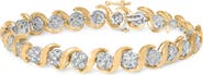 Haus of Brilliance 10K Yellow Gold 4.00 Cttw Round-Cut Diamond Floral Link 7.5" Bracelet