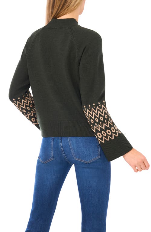 Halogenr Halogen(r) Fair Isle Accent Mock Neck Sweater In Black