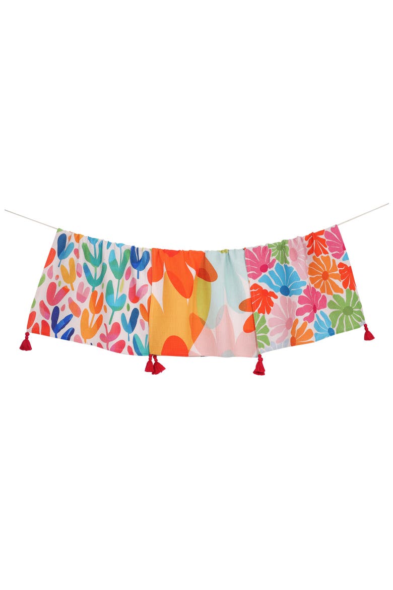 Vibrant Meadow Set of 3 Cotton Waffle Kitchen Towels, Main, color, RAINBOW / HOT PINK