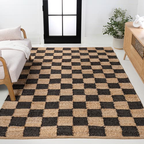 Jonathan Y Theo Modern Farmhouse Woven Jute Checkerboard Area Rug In Black