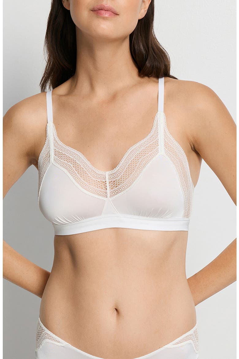 Cira Tulle Lace Trim Soft Cup Bra, Main, color, OFF WHITE