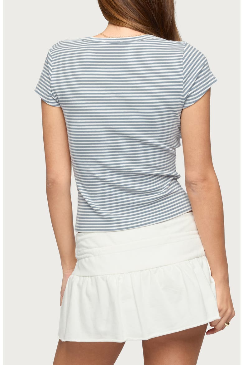 Kady Stripe Short Sleeve Henley Top, Alternate, color, BLUE-AND-WHITE