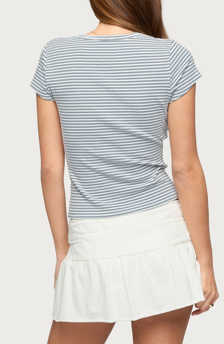 EDIKTED Kady Stripe Short Sleeve Henley Top, Alternate, color, 