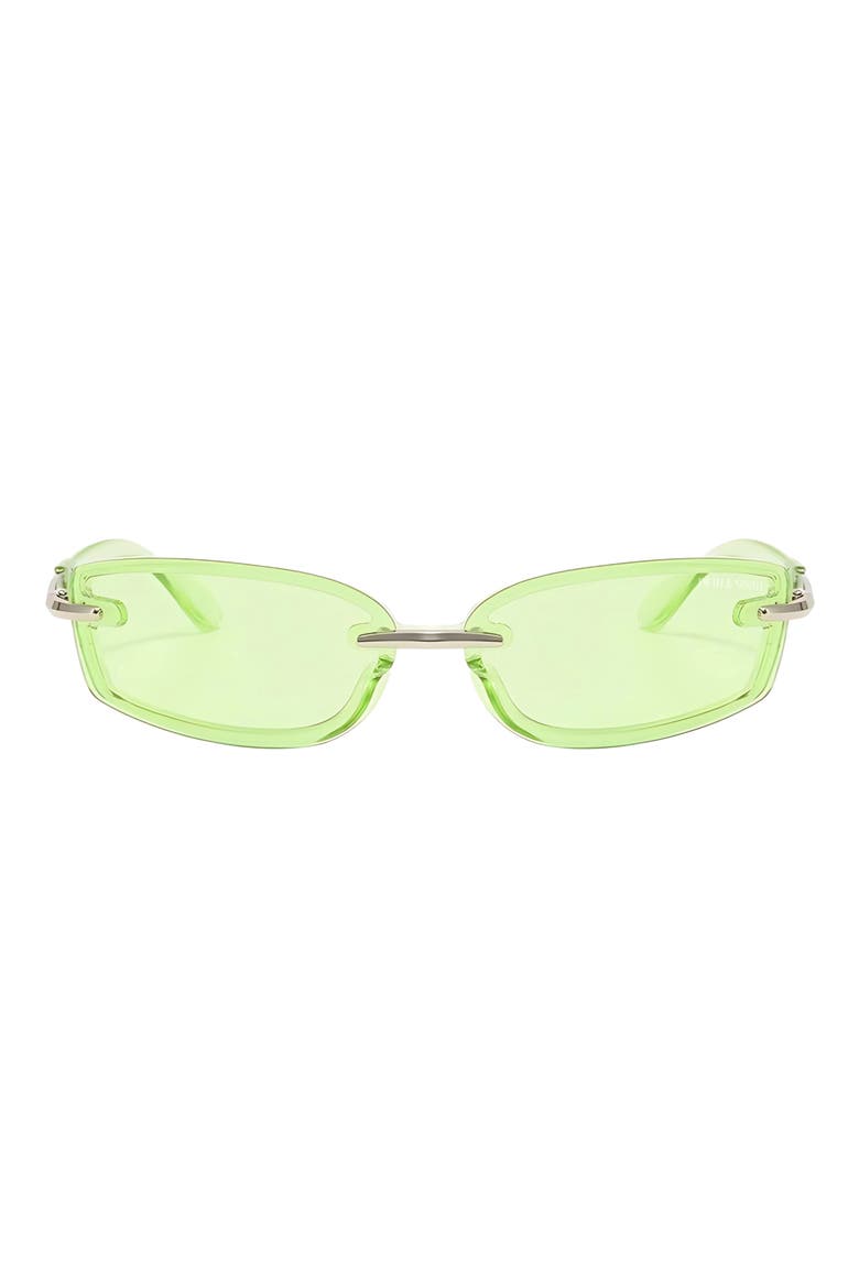 Zuri 66mm Oversize Rectangular Sunglasses, Main, color, GREEN/ SILVER