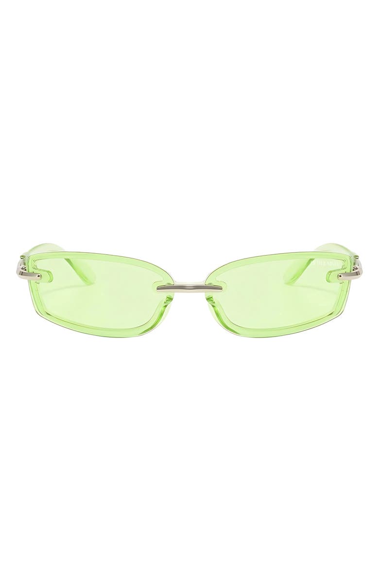Fifth & Ninth Zuri 66mm Oversize Rectangular Sunglasses, Main, color, Green/ Silver