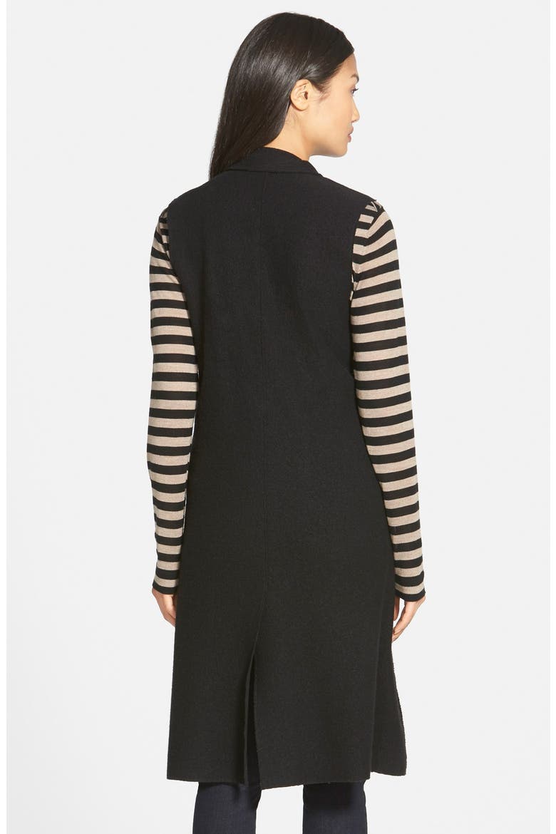 Notch Collar Long Merino Wool Vest, Alternate, color, BLACK