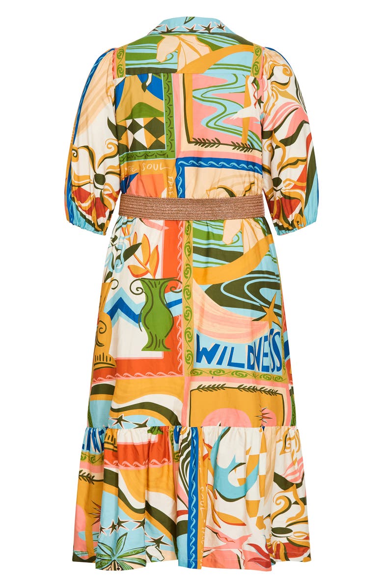 City Chic Wild Soul Belted Cotton Shirtdress, Alternate, color, Wild Soul