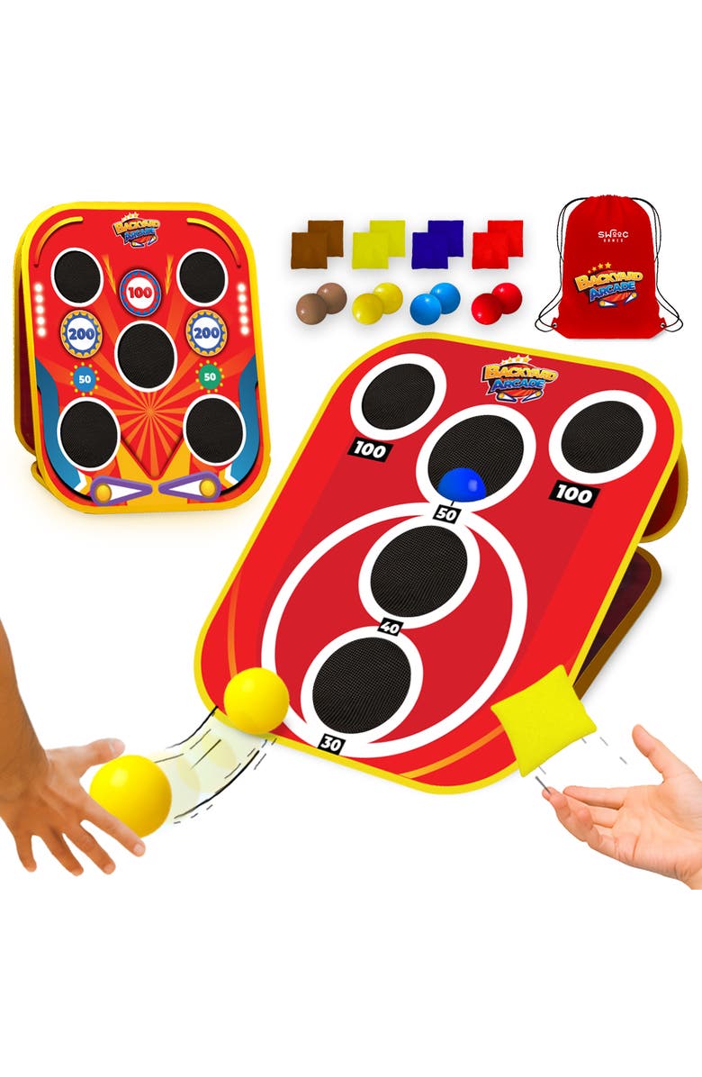 Swooc Games Backyard Arcade | 2-in-1 Bean Bag Toss Game for Kids, Main, color, Red