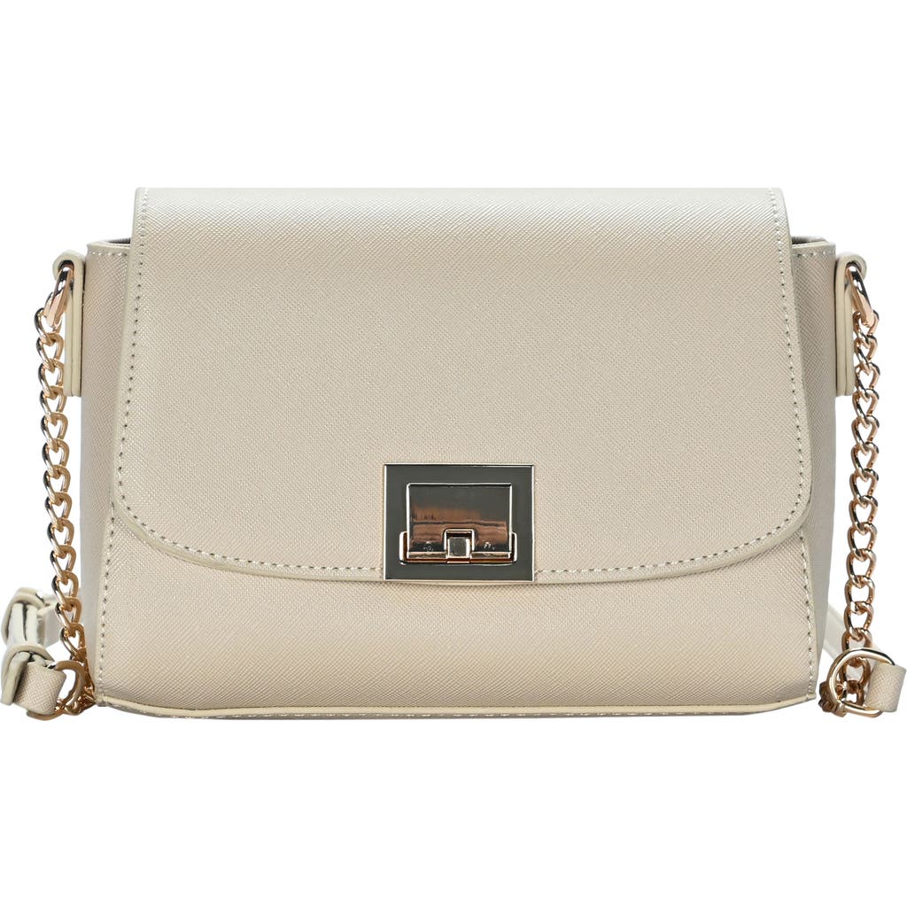 Madison West Flip Lock Flap Crossbody Bag In Sand