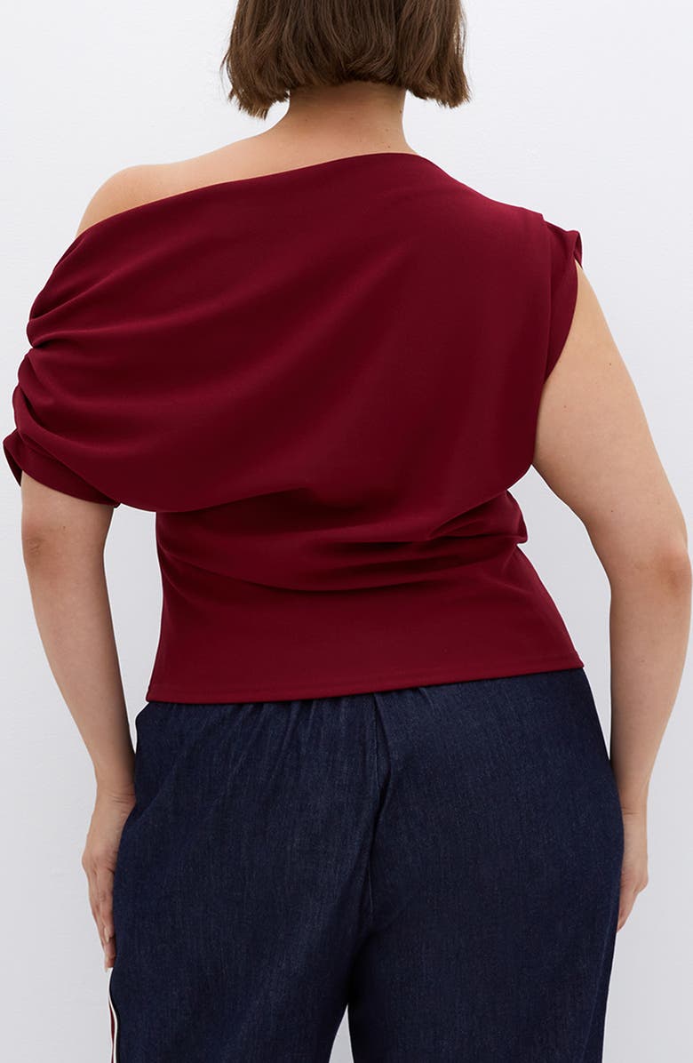City Chic Imani One-Shoulder Top, Alternate, color, Cherry