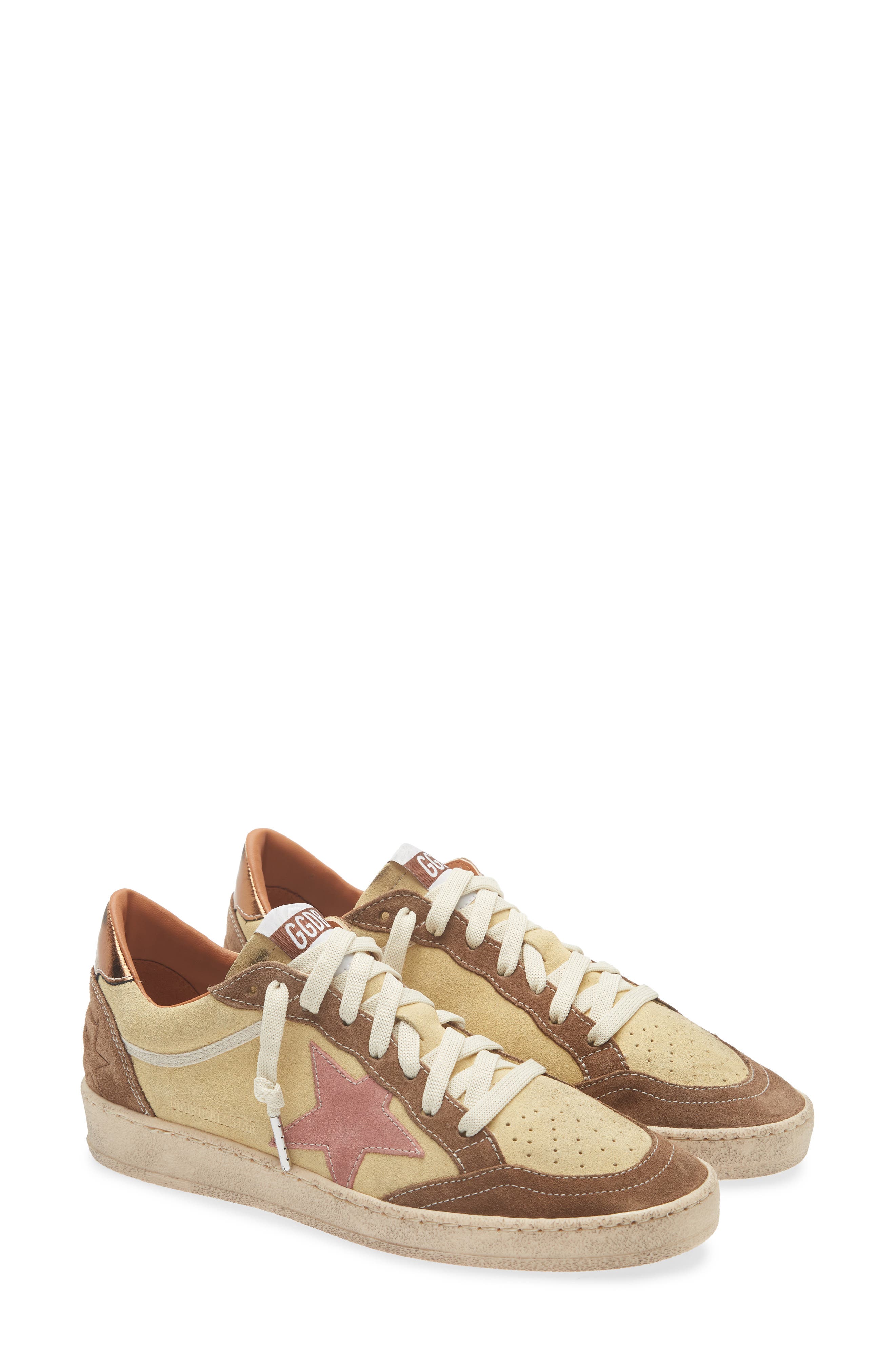 Suede Ball Star Sneaker, Main, color, YELLOW/ BEIGE/ PINK/ BRONZE