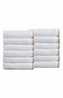 Woven & Weft Border Stitch 12-Pack Cotton Hand Towels