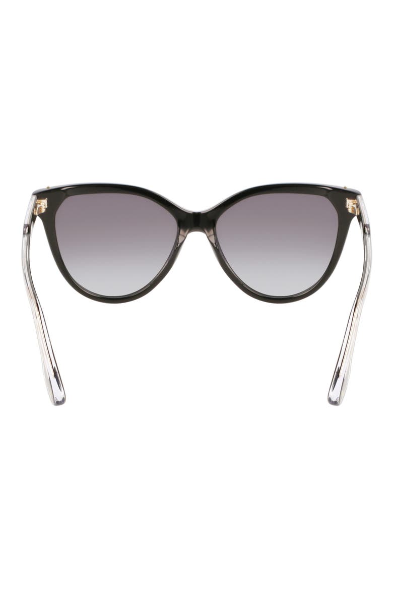 Guilloché 57mm Gradient Cat Eye Sunglasses, Alternate, color, BLACK