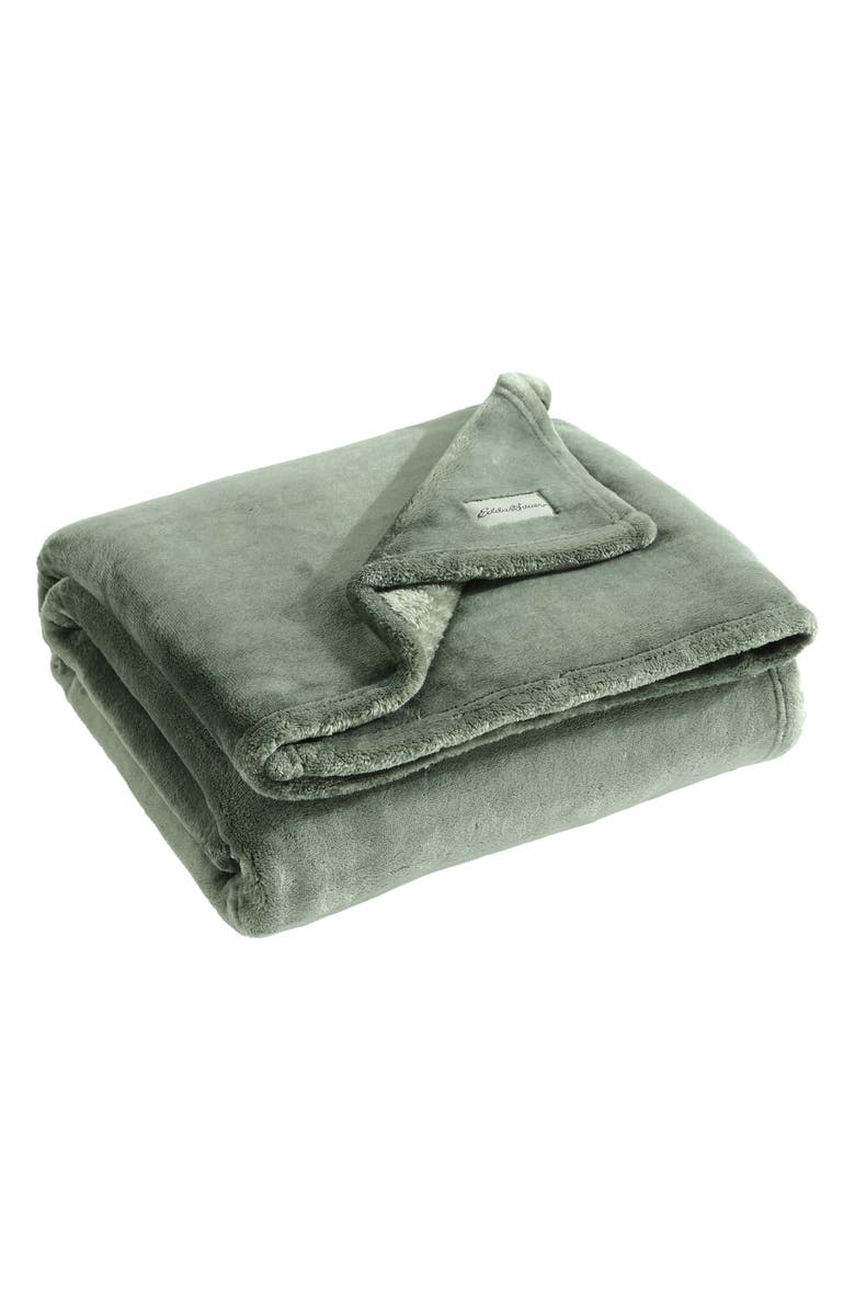 Eddie Bauer Ultra Lux Plush Solid Throw Blanket, Alternate, color, Dark Green