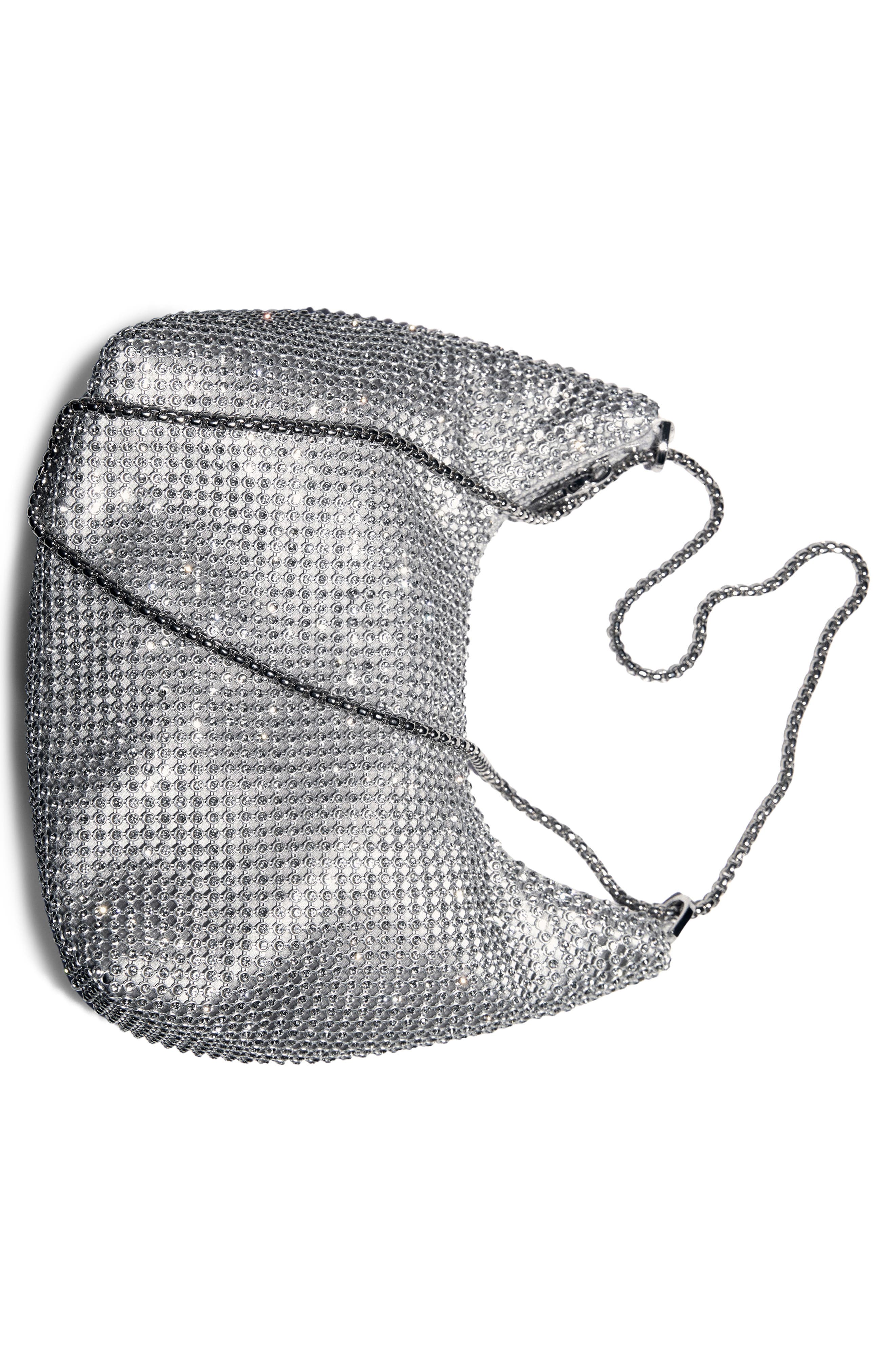 MANGO Chain Strap Crystal Shoulder Bag, Alternate, color, 