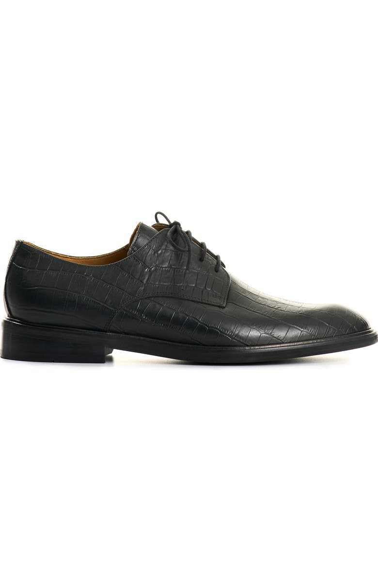 Velez Croco Embossed Leather Lace Up Shoes, Main, color, Black