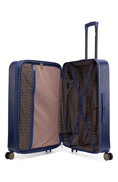 Badgley Mischka Collection Three-piece Diamond Hardside Spinner Luggage Set In Navy