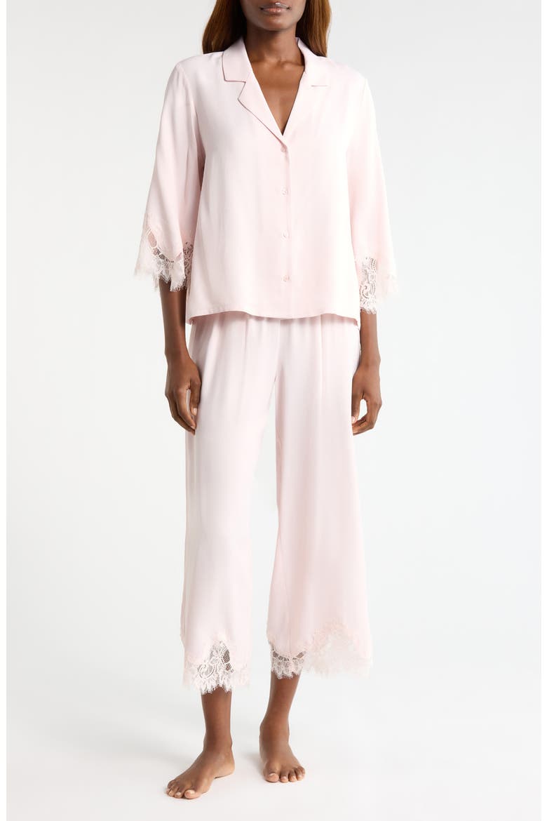 Midnight Lace Satin Pajamas, Main, color, PINK LOFT