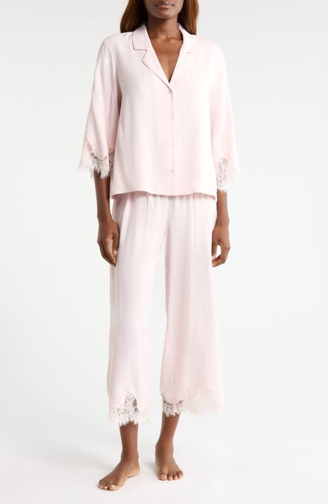 Midnight Lace Satin Pajamas