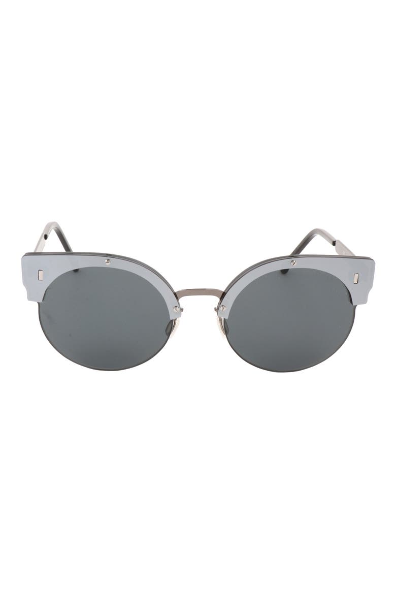 54mm Round Cat Eye Sunglasses, Main, color, BLACK/ DARK GREY